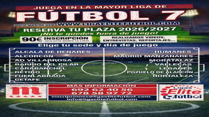 Madrid abre plazas para la mayor liga de fútbol 7: temporada 2026/2027